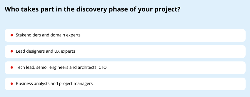 discovery phase in software development participants