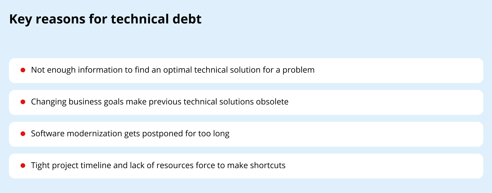 key reasons of technical debt key reasons of technical debt