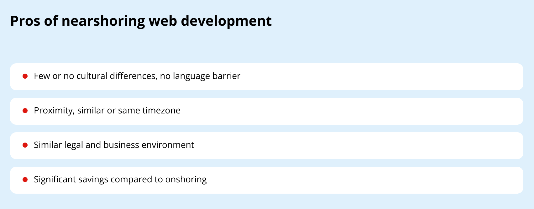 pros of nearshoring offshore web development