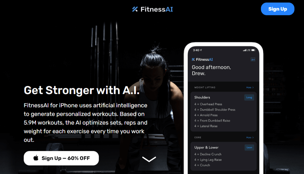 Fitness AI website
